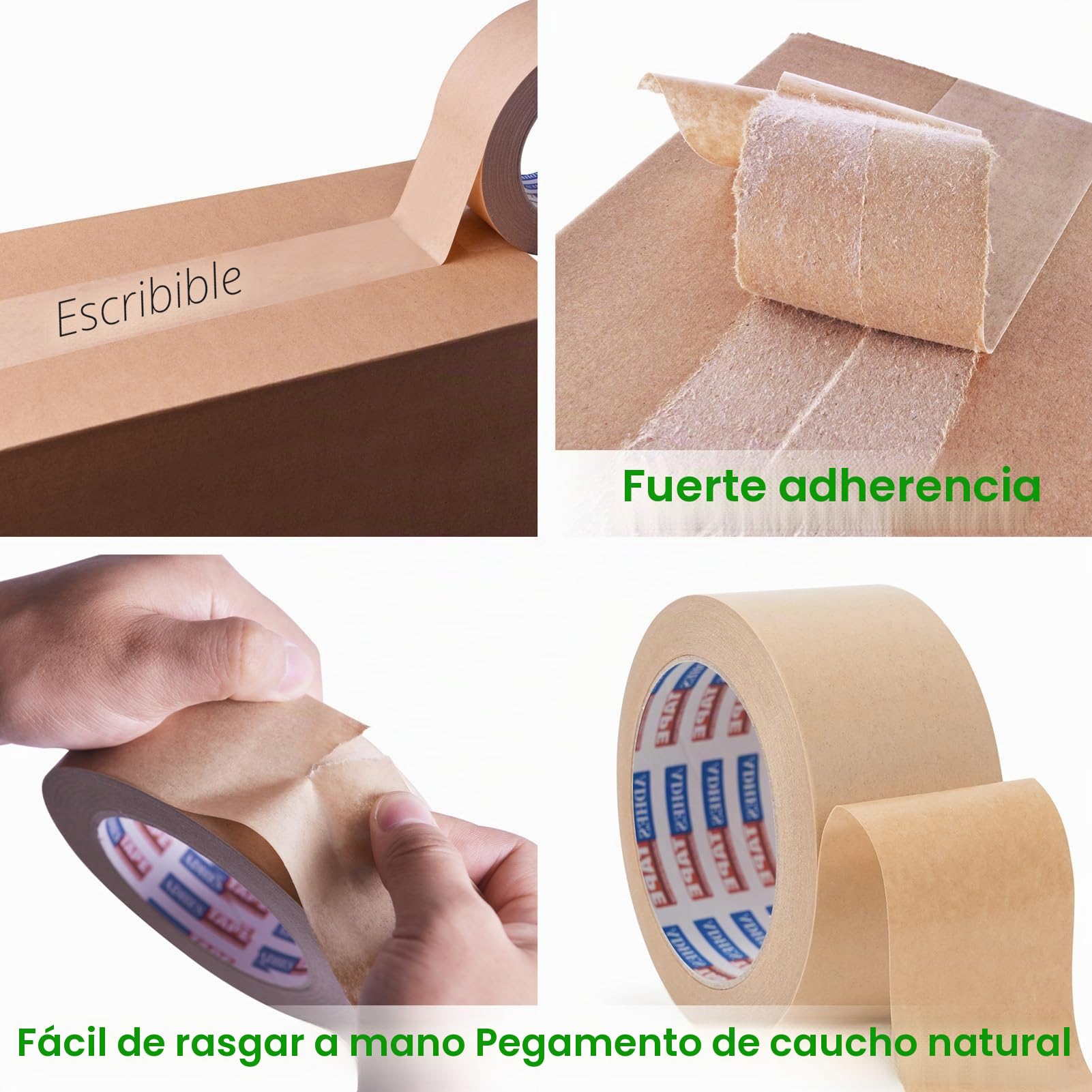 ADHES Cinta de embalaje de papel kraft Cinta adhesiva para paquetes y cajas reciclable ecológico marrón 50mm x 40m