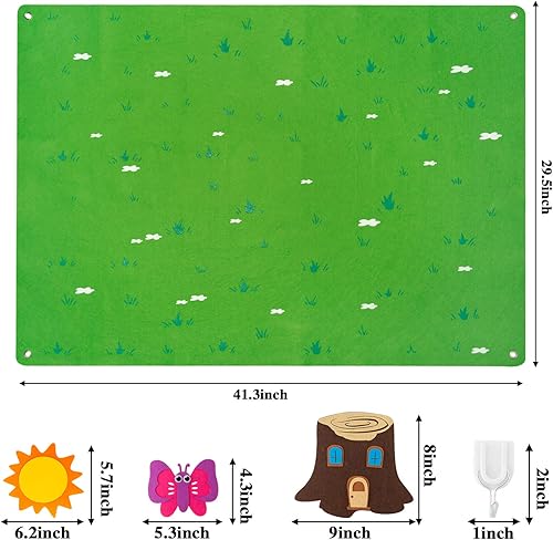Vista 2 de WATINC Juego de historia de tablero de fieltro para enseñanza de insectos, 3.5 pies, 45 piezas, animales preescolares, oruga, abeja, mariposa