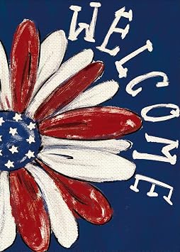 KINPLUB Patriotic 4th of July Diamond Painting Kits for Adults Beginners, Welcome Daisy 5D Diamond Art, DIY Full Round Drill Paint with Diamonds, Home Wall Decor 12 x 16 Inch