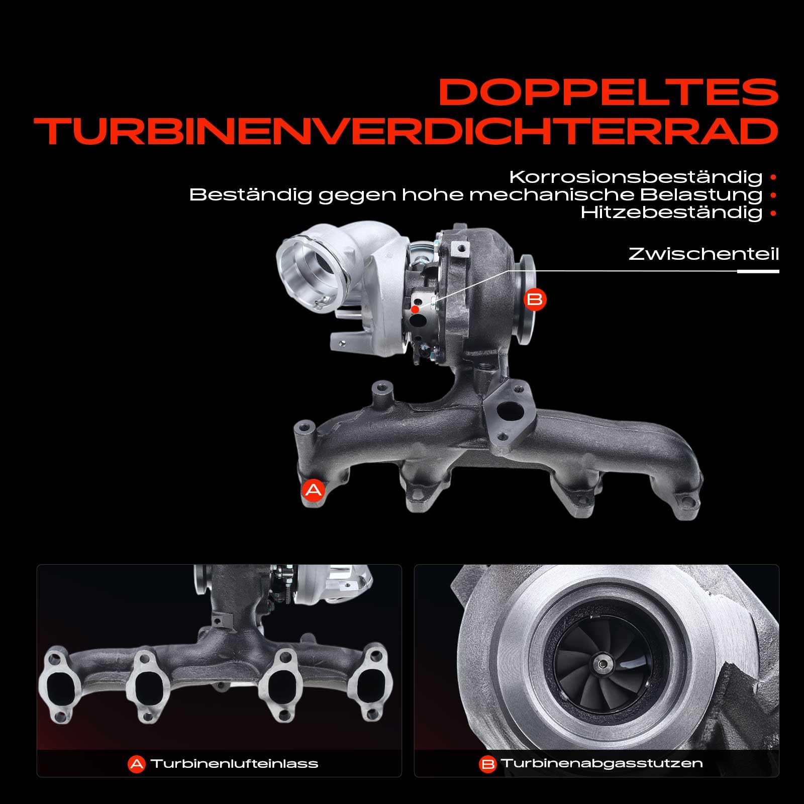 Frankberg Turbolader Kompatibel mit A3 Sportback 8PA 1.9TDI 2004-2010 Golf Plus 521 5M1 1.9TDI 2005-2009 J.e.t.t.a III 1K2 P.a.s.s.a.t 3C2 Replace# 03G253014M 03G253019K