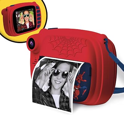 Lisciani – Spider-Man Print CAM – Sofortbildkamera – Hi-Tech Educative – 4 Zoll Farbbildschirm – Dual Kamera für Selfie – Video – 180 Fotos – Rahmen und Aufkleber – Ab 5 Jahren