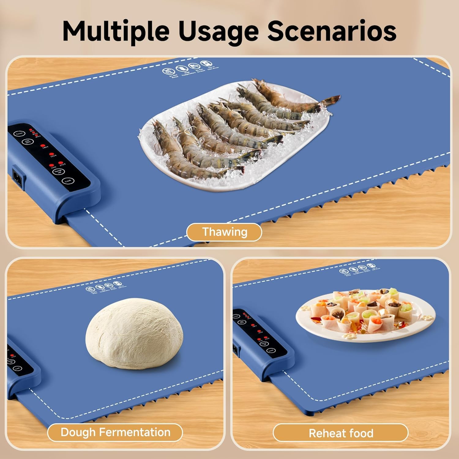 KEYOZA Electric Warming Tray for Food Warmer: Silicone Heating Mat with 5 Temperature Settings Auto Shut-Off, Portable Foldable Roll Up Heating Pad for Parties Gatherings, Home Everyday Use - Image 6 thumbnail