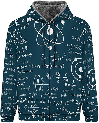 Miniatura 3 de Physical Mathematics Science Formula Men's Full Zip Hoodies Heavyweight Sweatshirt Fleece Warm Jacket