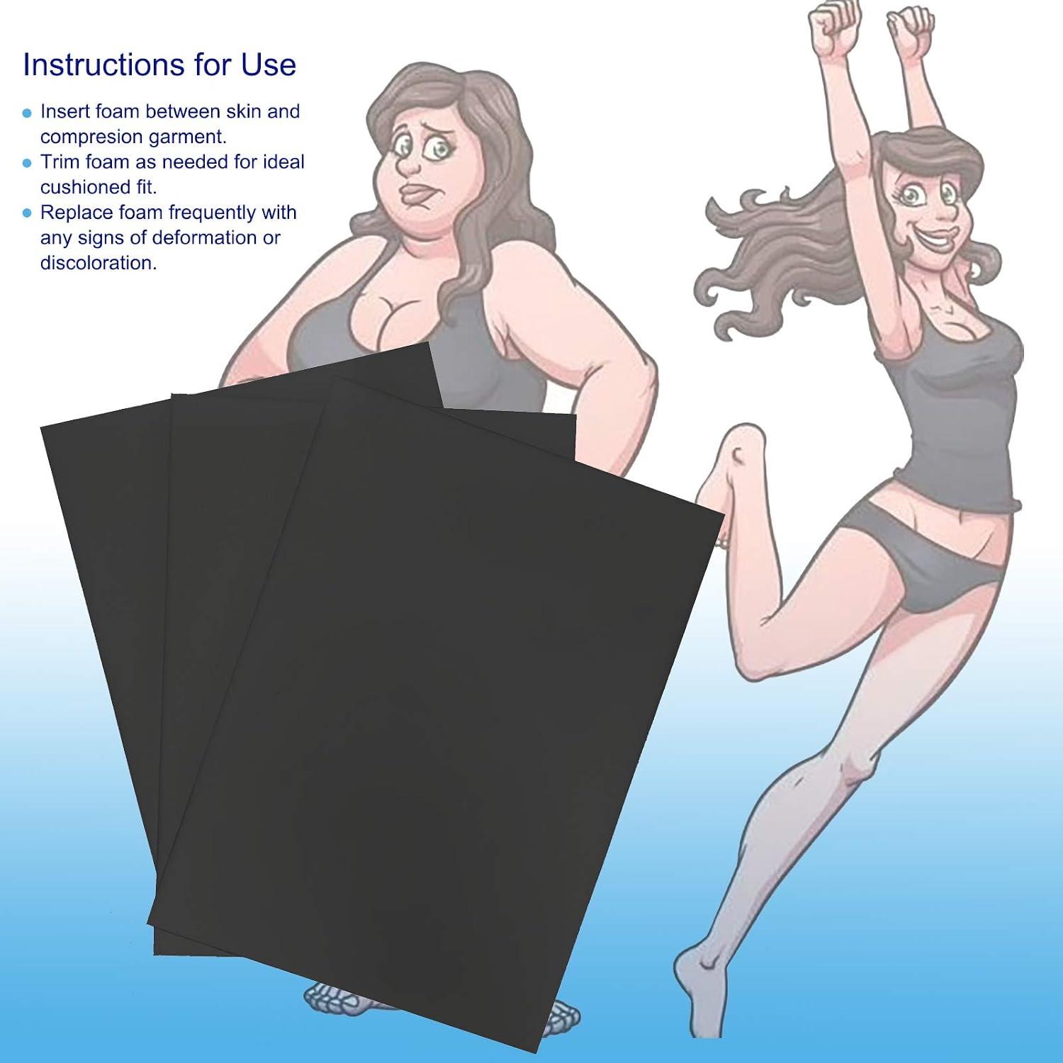 3 Pack Lipo Foam - Post Surgery Ab Board for Use with Post Liposuction Surgery Flattening Abdominal Compression Garments 8"X11" Liposuction Foam pads for Recovery, Gray
