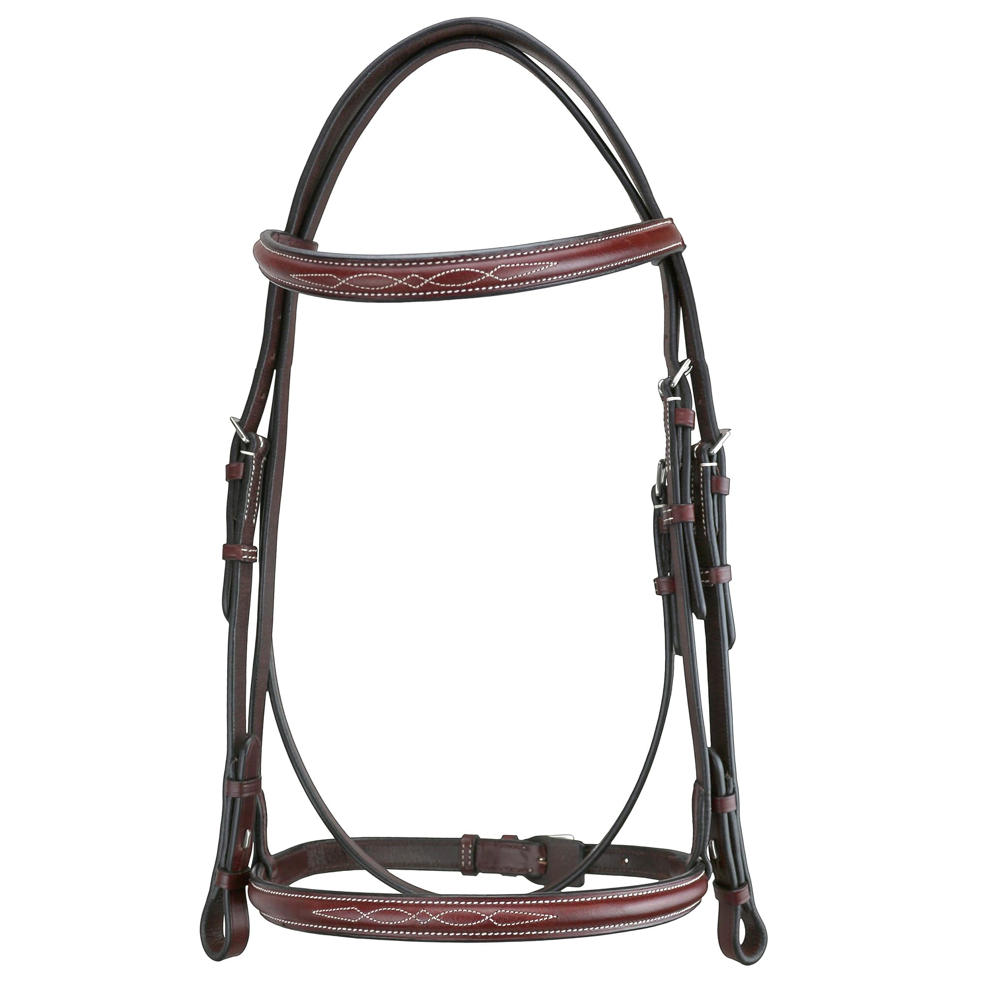 Grewal Equestrian Thornberry Round Raised Leather Hunter Bridle, English Horse Tack (Cherry, Full)
