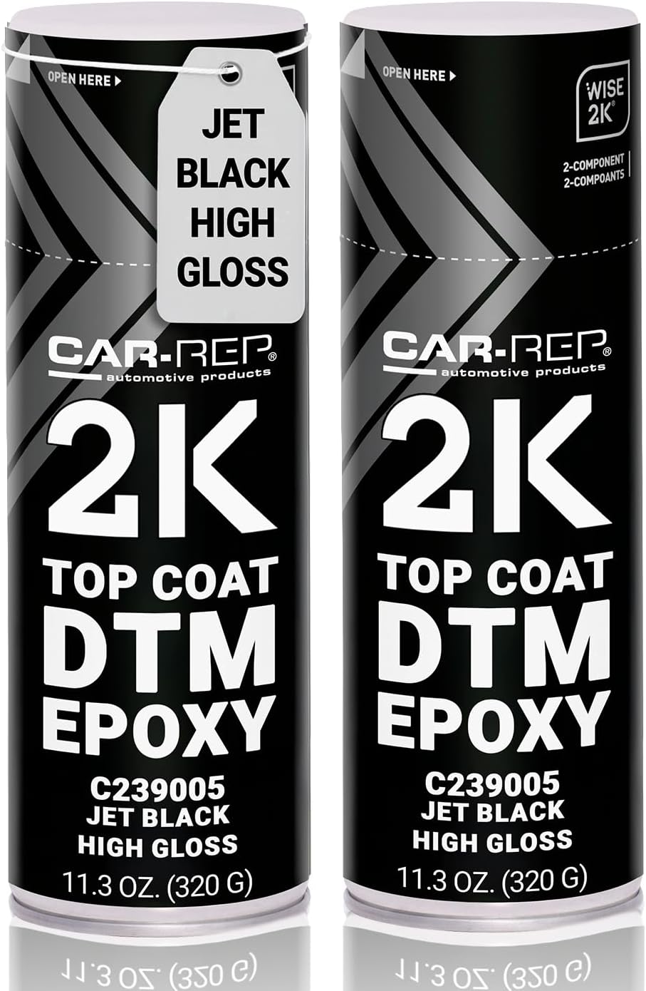 CAR-REP® 2K Epoxy Color Top Coat with Wise 2K Technology, Easy Application, High Coverage, Jet Black High-Gloss, 11oz Aerosol Can