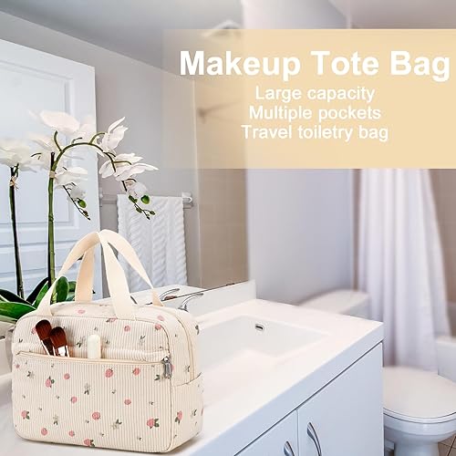 Miniatura 8 de Bolsa de maquillaje para mujer, bolsa de cosméticos grande, organizador de maquillaje, bolsas de aseo de viaje, bolsa impermeable con cremallera