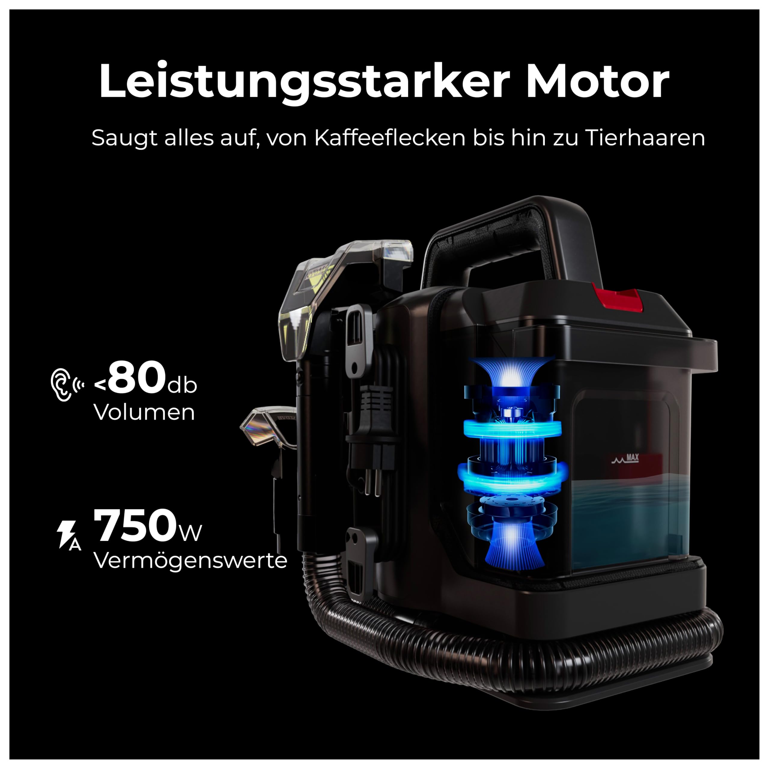 Zedar C600-750Watt Polsterreiniger Gerät und Nassauger – Kompakter Teppichreiniger und Textilreiniger – Waschsauger für Teppich, Polster Autositze & Sofa, Polstermöbel, Treppen