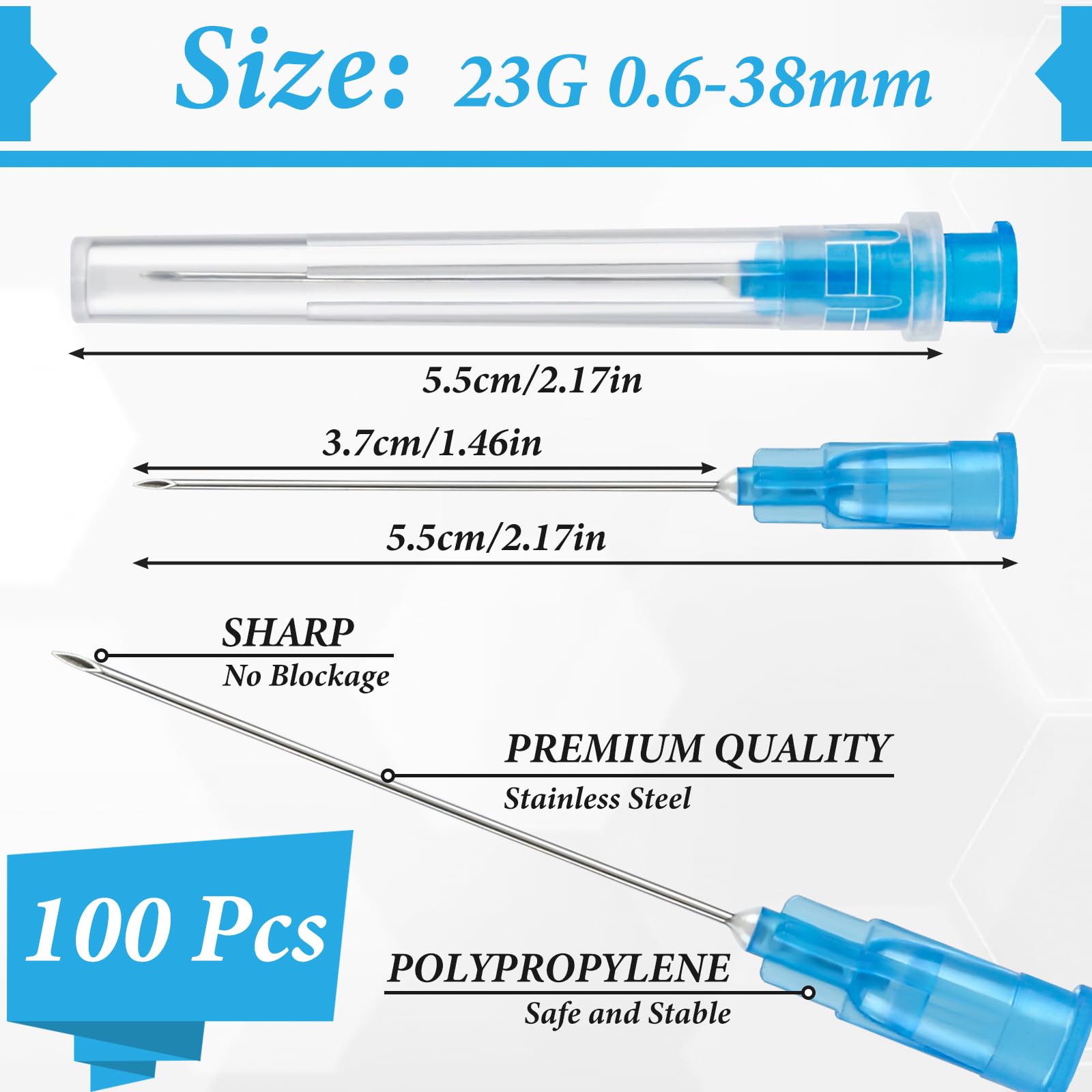 100 sztuk, 23 G (0,6 x 38 mm), stal nierdzewna, tubka do dozowania płynów, pojedynczo zapakowana tubka do płynów uzupełniających, przemysłowe akcesoria laboratoryjne do gospodarstwa domowego, hobby