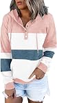Women's Hoodies Light Sweaters Button Up Long Sleeve Sweatshirt Casual Fall Fashion Clothes Pullover Top with Pockets