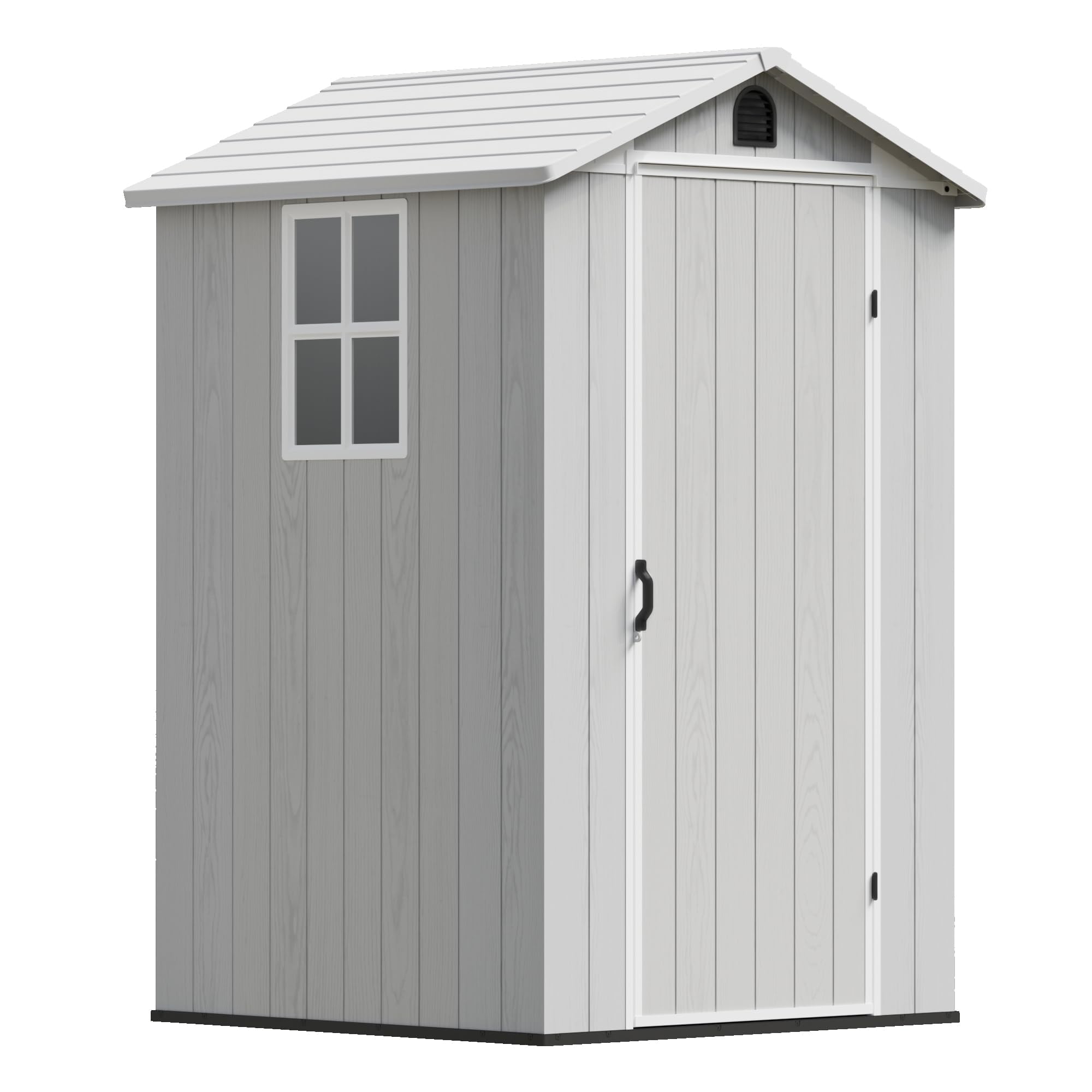 Devoko 4×4 FT Resin Outdoor Storage Sheds with Floor, Light Gray