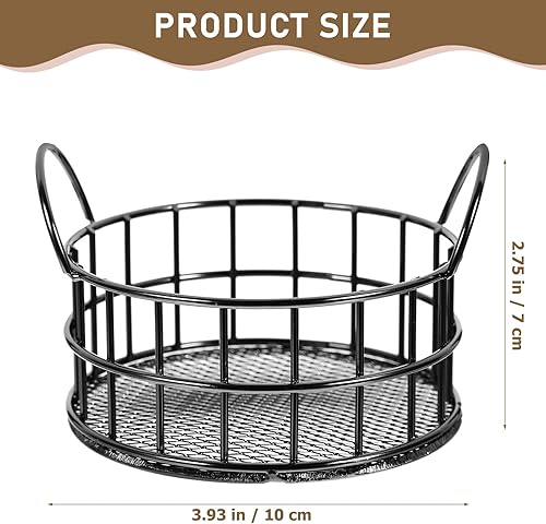 Miniatura 4 de MAGICLULU Cesta redonda de almacenamiento de alambre para escritorio, organizador de maquillaje, pequeña canasta de hierro con asa para el hogar,