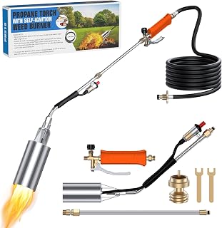 Weed Torch, Propane Torch Weed Burner with 11.5FT Hose, High Output Blow Torch for Weed, Flamethrower for Weeding, Roof Asphalt, Melting Snow, Road Marking (Orange)