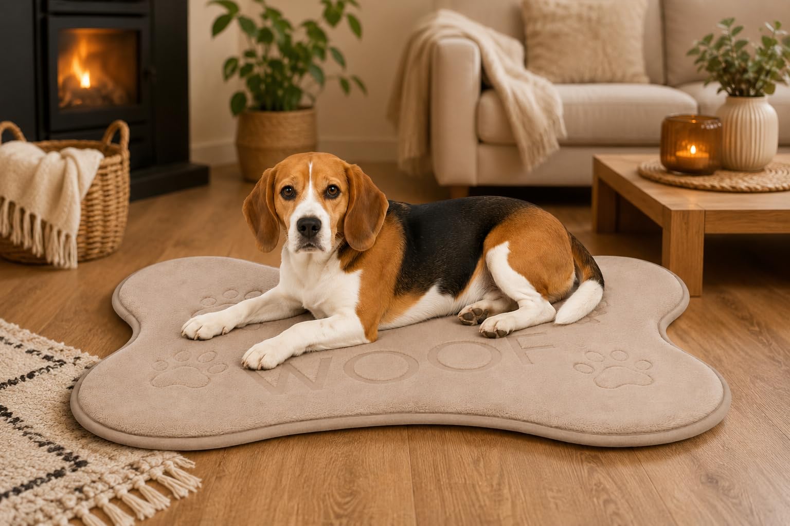 cuccia cane - cuscino ortopedico per cane e gatto in memory foam - cuscino Mador a forma di osso beige - lavabile - fondo antiscivolo - 70 x 50 cm - Flamingo