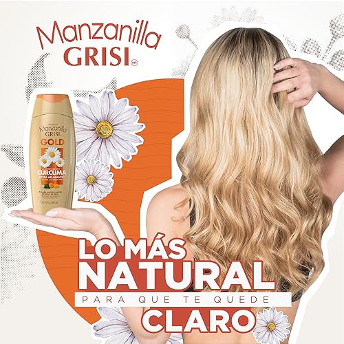Miniatura 3 de Manzanilla Grisi Gold Extract Champú aclarador cabello efecto aclarante y brillante con extracto de flor de manzanilla y cúrcuma 1350 Fl Oz