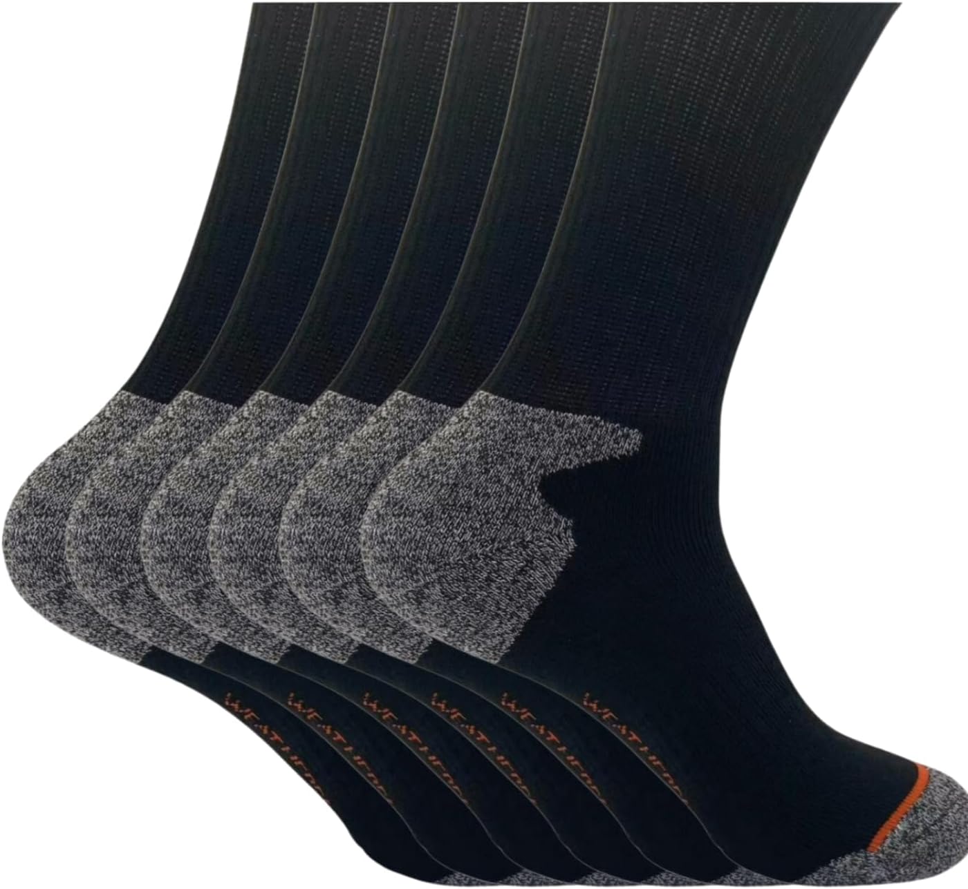 TENUUL 5-Pairs Men's AeonRow Outdoor Wool Blend Crew Calf Socks (US, Numeric, 6, 12, Regular, Regular, black) - Image 2