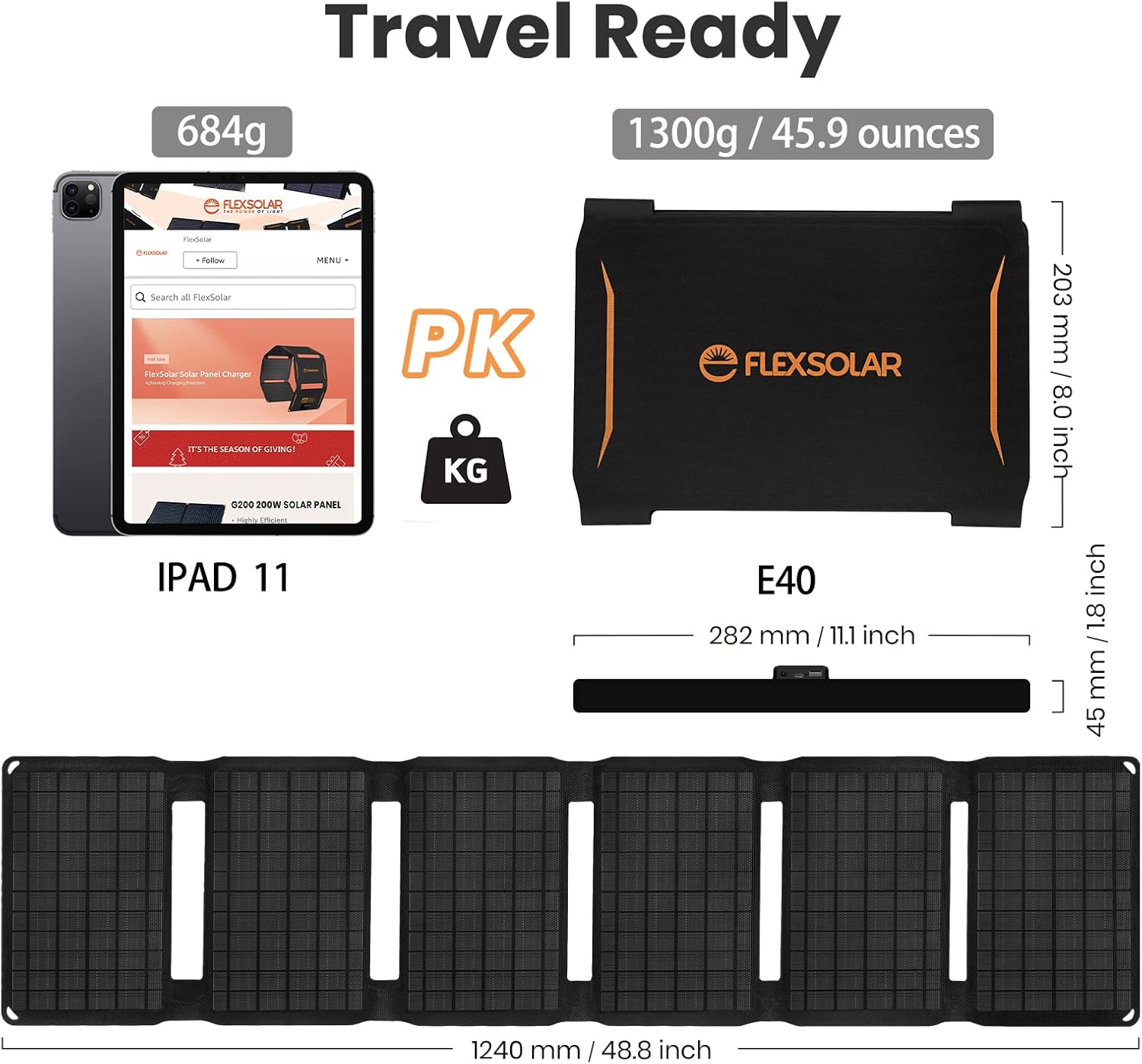 Flаѕh Sаlе FlexSolar 40W Portable Solar Charger (19.8V/2.1A Max), Waterproof IP67 Foldable Solar Panel with USB QC3.0/Type C/DC Port Compatible with Power Station, Cell Phone for Outdoor Camping Hiking RV Trip