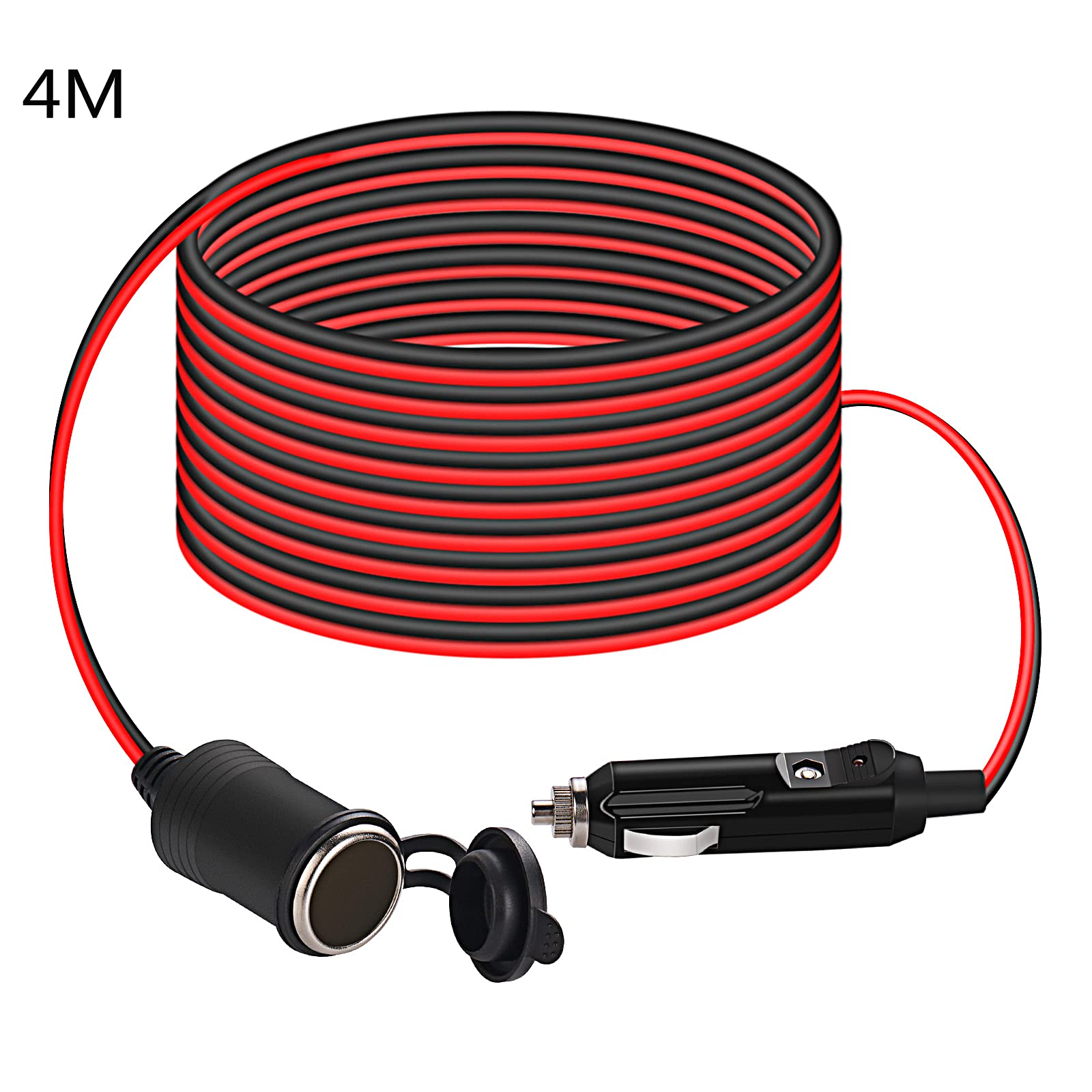 Thlevel Extension Cable Connector for Car Cigarette Lighter 12 V 24 V 10 A for Car 20AWG Plug Cigarette Lighter Adapter Cable 4 Metres
