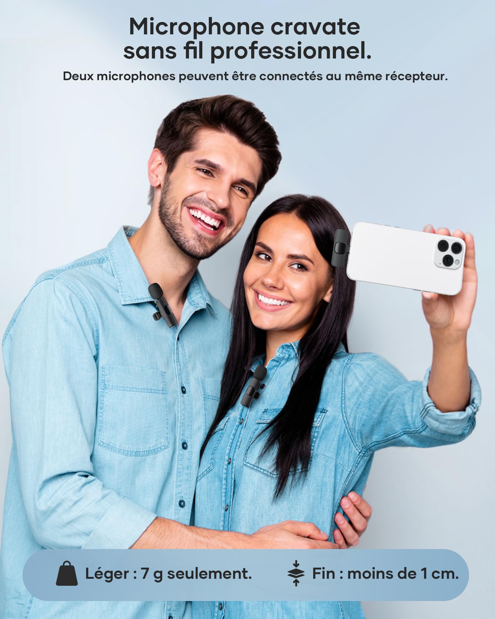 KUKIHO Microfono Lavalier Wireless per iPhone/Android (2 Trasmettitori), Mini Microfono Clip Riduzione Rumore Plug-and-Play per Registrazioni Video, Podcast, TikTok, YouTube, Vlog