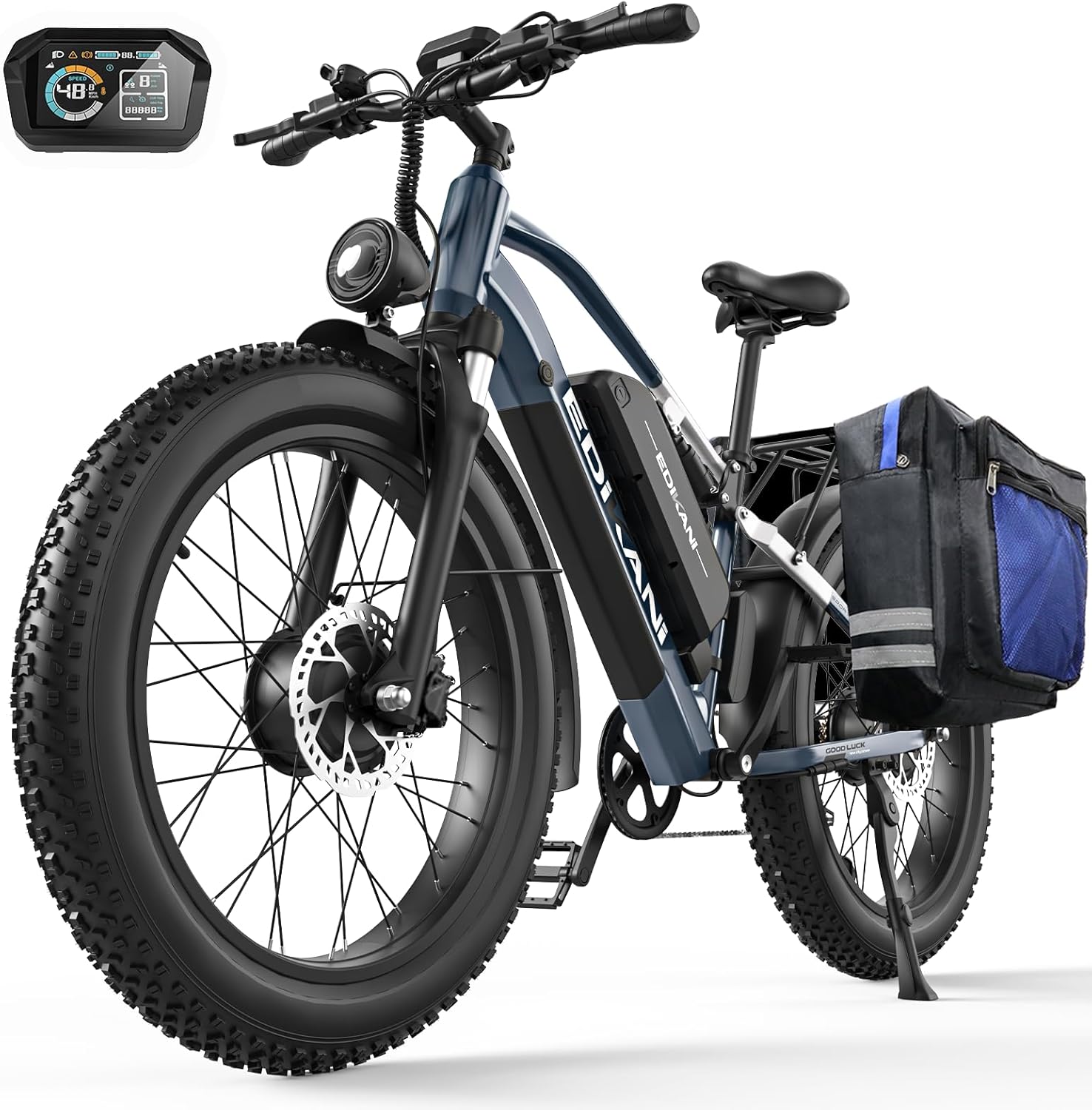 EDIKANI TOP-D80 Electric Bike for Adults, Max 160 Miles 1976WH Dual Battery Fat Tire Ebike, 48MPH Peak 5000W Dual Motor E Bike for Adults Electric, 26" Commuter Electric Bicycle with Full Suspensions
