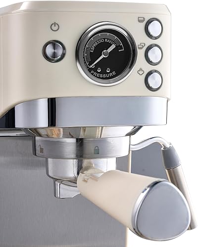 Miniatura 6 de MOI Máquina de café expreso de 20 bar con espumador de leche, cafetera compacta de acero inoxidable, máquinas Expresso para el hogar con tanque de