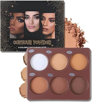6 Colors Contour Palette, Makeup Contour Palette Powder Light to Dark, Make Up Palette Contour Kit, Highly Pigmented Matte Colors For Contouring And Highlighting 6 Colors