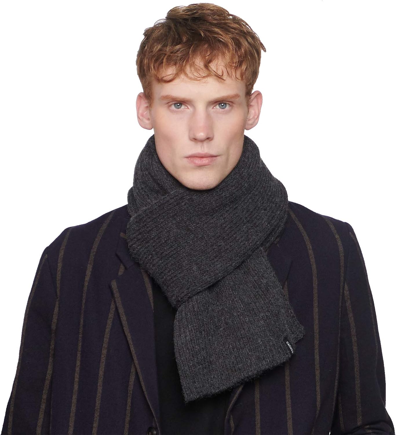 CACUSS Men's Long Thick Cable Cold Winter Warm Scarf Soft Knitted Neckwear