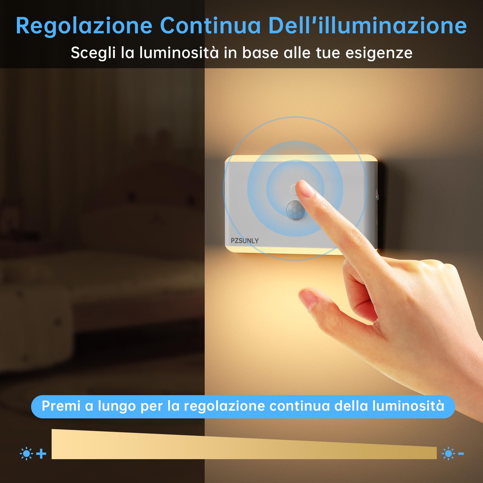 Luce Notturna Sensore Movimento,5 Colori RGB Luci Led Dimmerabile | Luce con Sensore di Movimento da Interno, Ricarica USB, Design Magnetico, Luci Notturne per Scale, Camera da Letto,6 pezzi