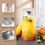 VEVOK CHEF Glass Pitcher with Lid for Fridge Iced Tea Pot 57 OZ 1.7L Sun Tea Container Gallon Pitcher Water Beverage Jar Carafe Juice Jug Hot/Cold Drink, Milk