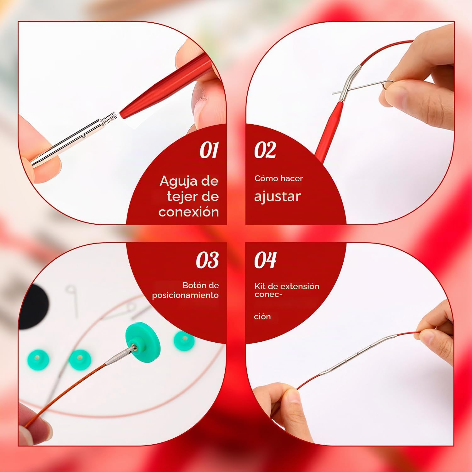 Tissting Juego de Agujas Circulares Intercambiables, 9 Pares Agujas de Tejer Circulares 3 to 6mm Aluminio Juego de Agujas Ganchillo Extraíbles con Estuche, Aguja para Principiantes Tejer a Mano DIY