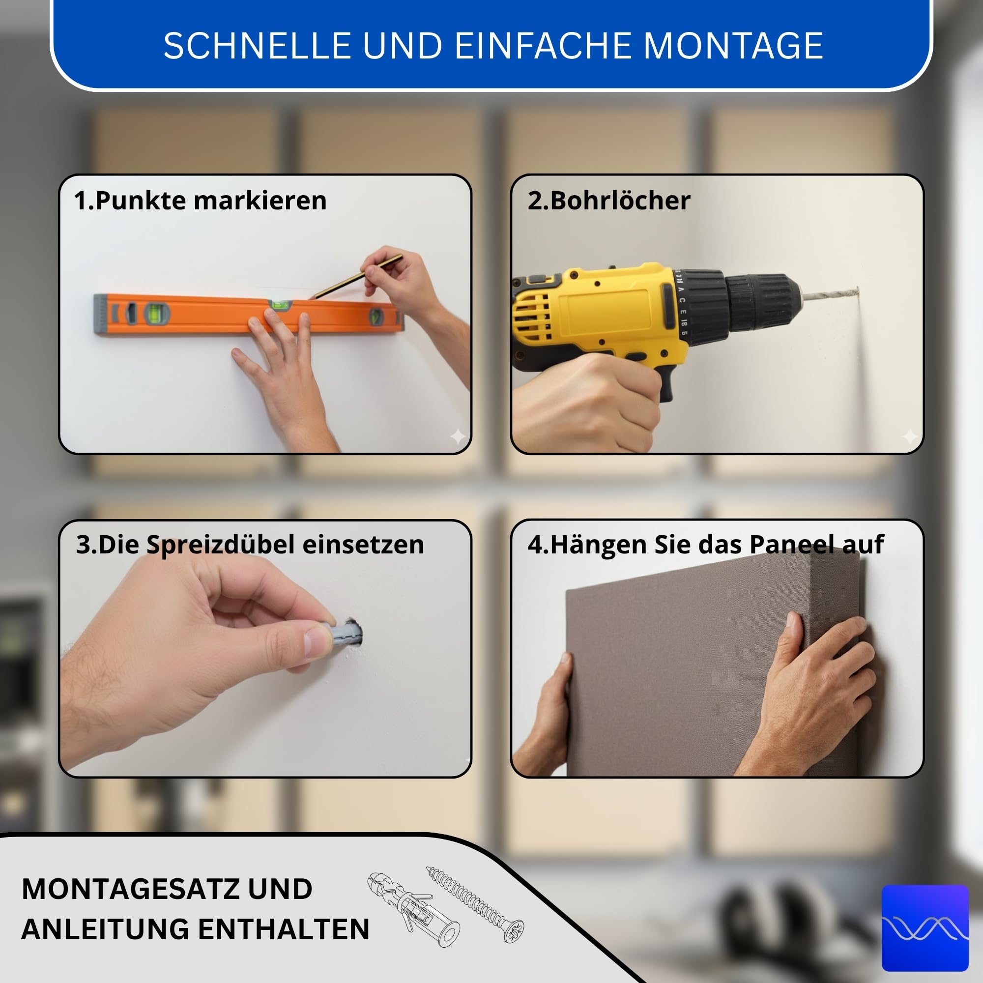 Bluetone Acoustics Wall Panel Pro - Professionel Schallabsorber - Akustikpaneele für die Raumakustik - Akustikplatten und absorber - Acoustic Panel - Akustikelemente (100x50x5cm, Türkis)