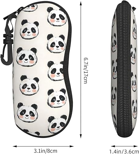 Vista 2 de Sun Glasses Case Soft - Cute Cartoon Panda 1 Print Travel Slim Eyeglass Case with Clip, Neoprene Glasses Pouch Sunglass Organizer for Women Men with