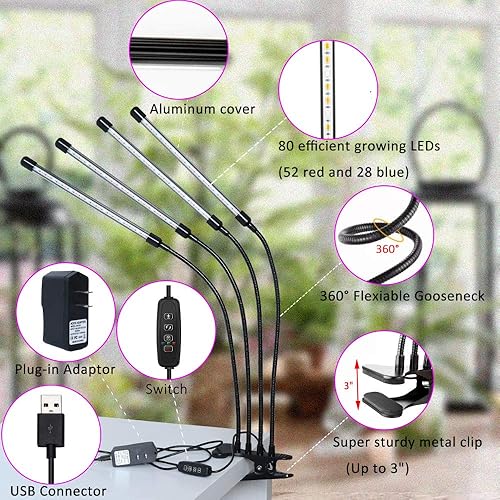Miniatura 12 de Luces de cultivo de plantas para plantas de interior de espectro completo, luces LED para plantas de piso para cultivo en interiores con soporte