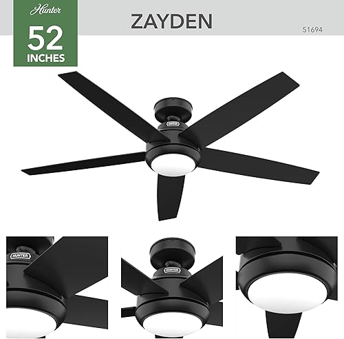 Miniatura 3 de Hunter Fan Company 51694 Zayden - Ventilador de techo, 52, negro mate