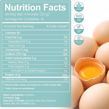 inGreens 10 Oz Dried Egg White Protein Powder | Versatile for Cooking & Baking, Long-Term Storage Ready Blend, Egg Whites, Gluten-Free & Non-GMO & Soy-Free