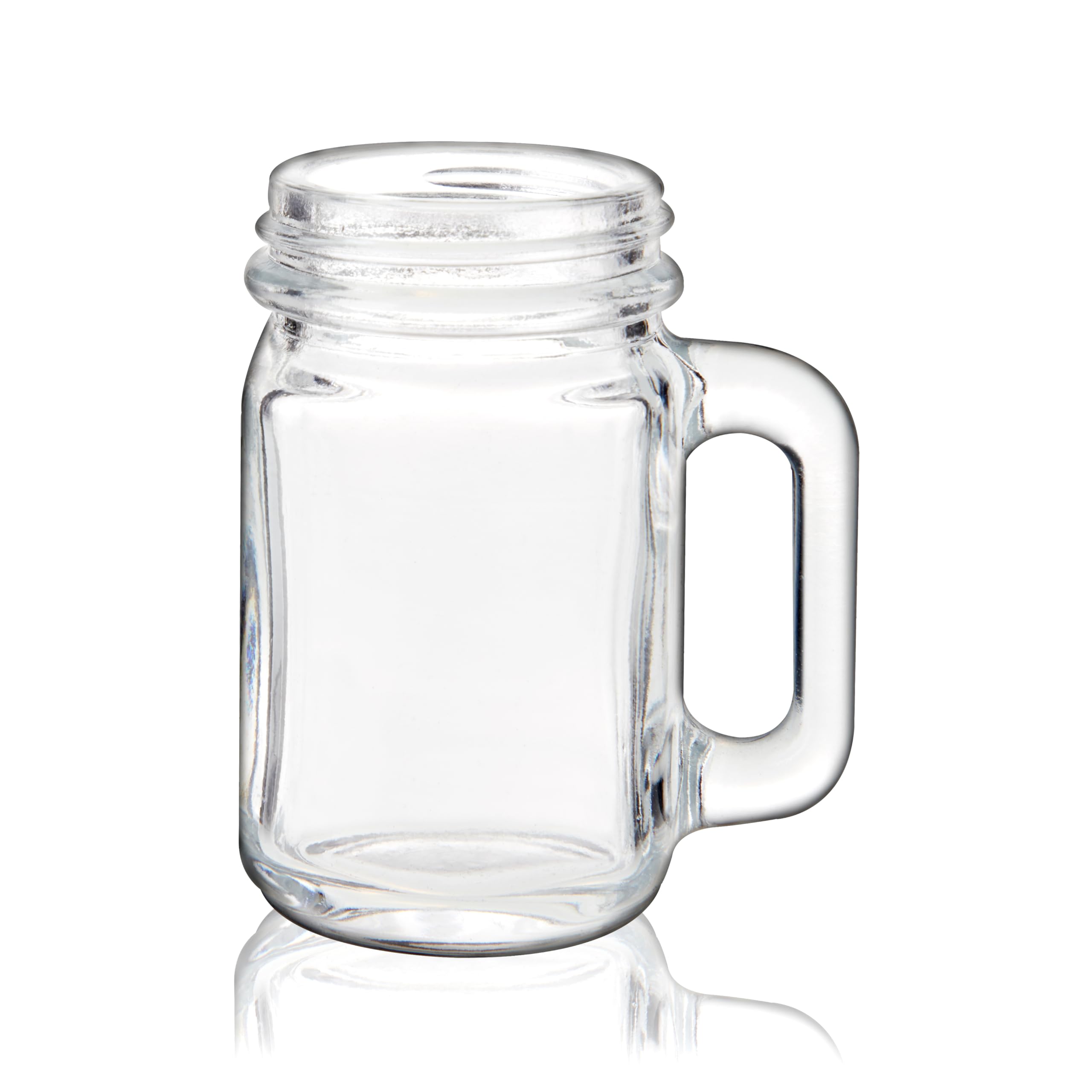 True Mason Lot de 6 mini verres à shot réutilisables en forme de bocal Mason avec poignées, 30 ml