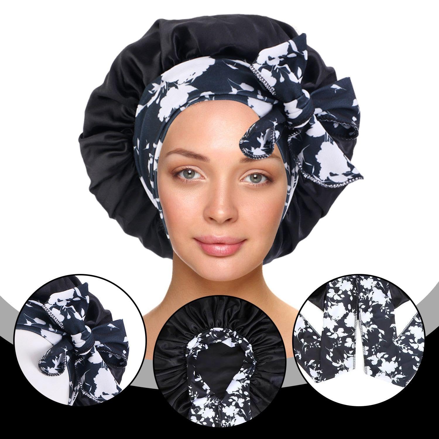 2 Pcs Hair Care Caps for Women Satin Sleeping Cap, Elastic Sleeping Cap, Shower Cap, Multifunctional Sleeping Cap - Image 3