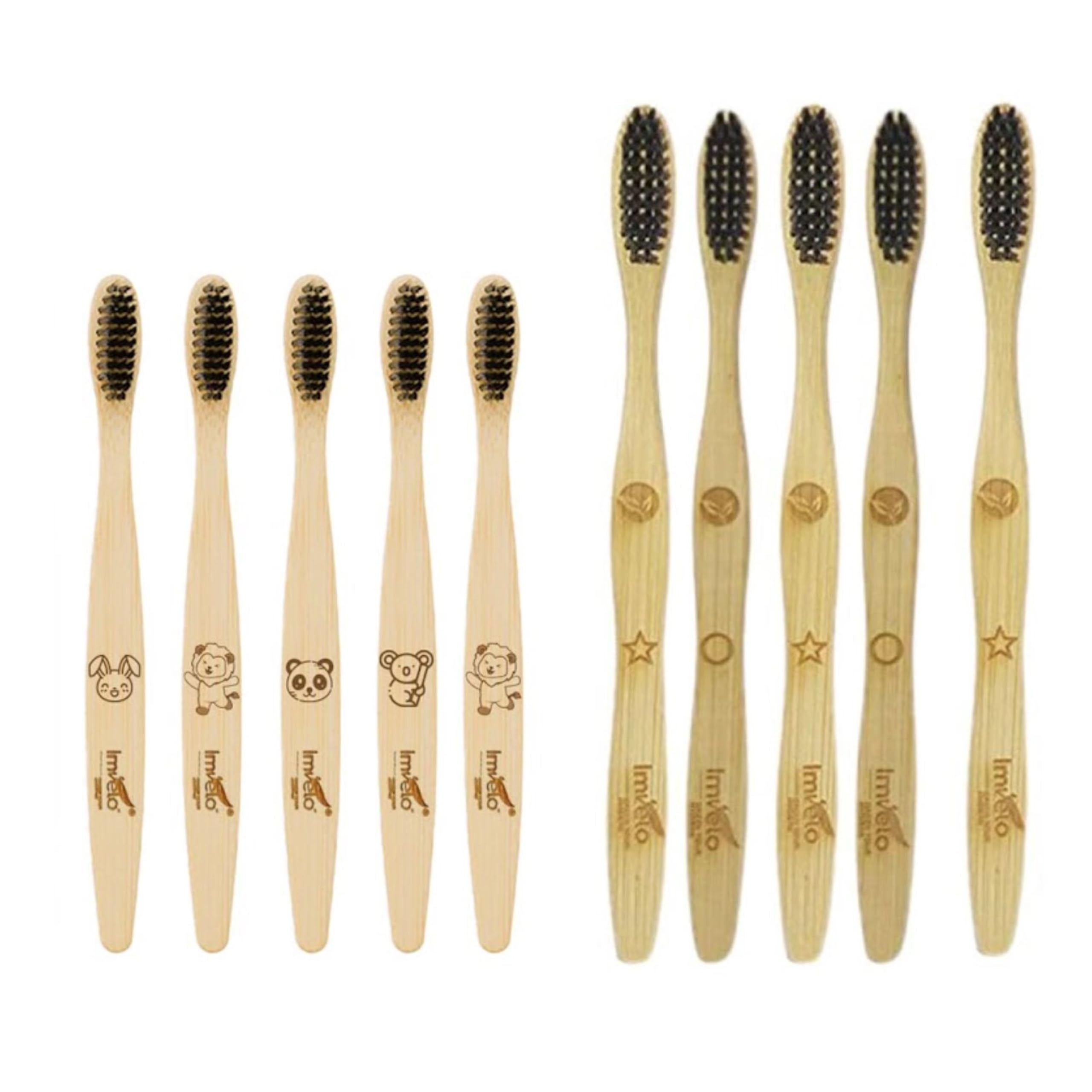 IMVELO GREEN YOUR HYGIENE Bamboo Toothbrush | 5 Adults & 5 Kids Toothbrush, Manual Operation | Soft Bristles Brush Toothbrush | Natural & Ecofriendly Oral Care | Biodegradable Wooden Toothbrush (B0D3TWD2HQ) Amazon Price History, Amazon Price Tracker