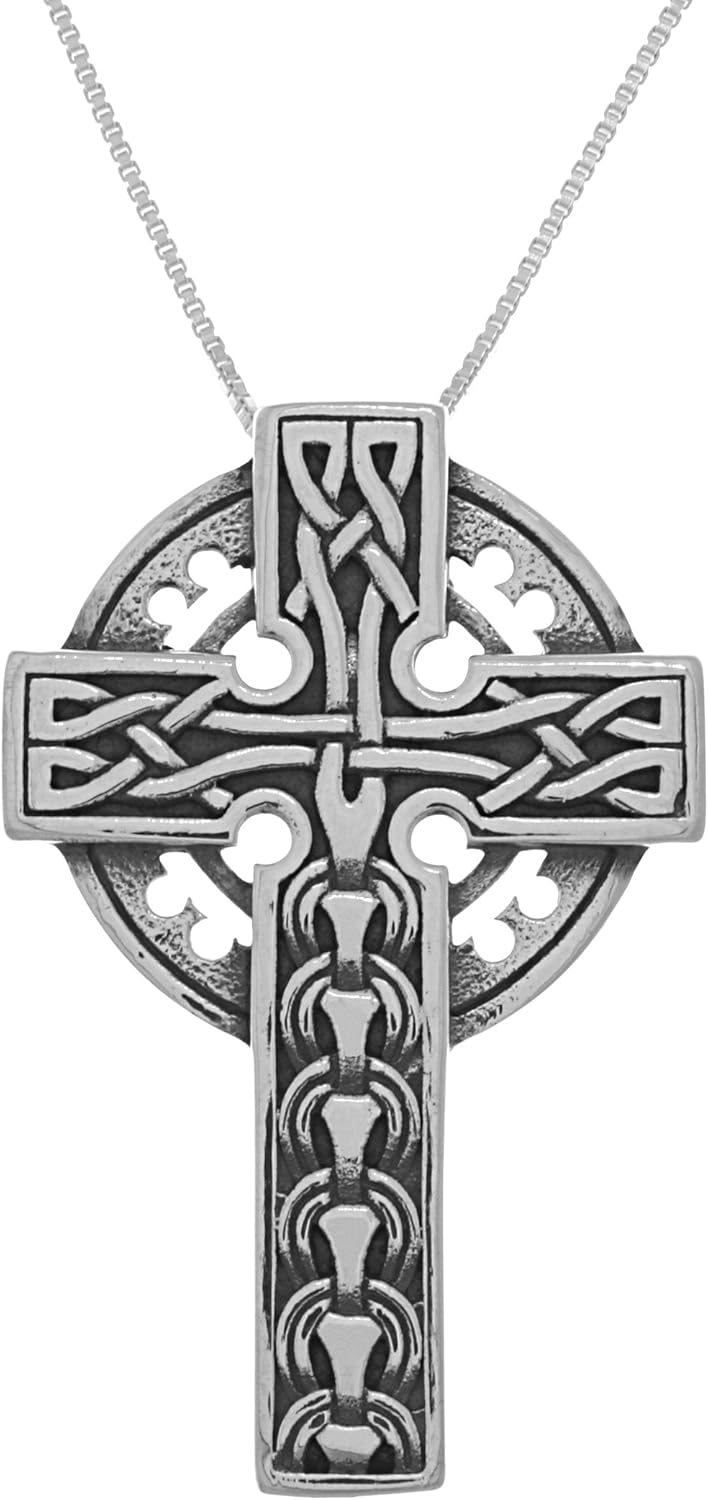 Jewelry Trends Large Celtic Cross Sterling Silver Pendant Necklace 18"