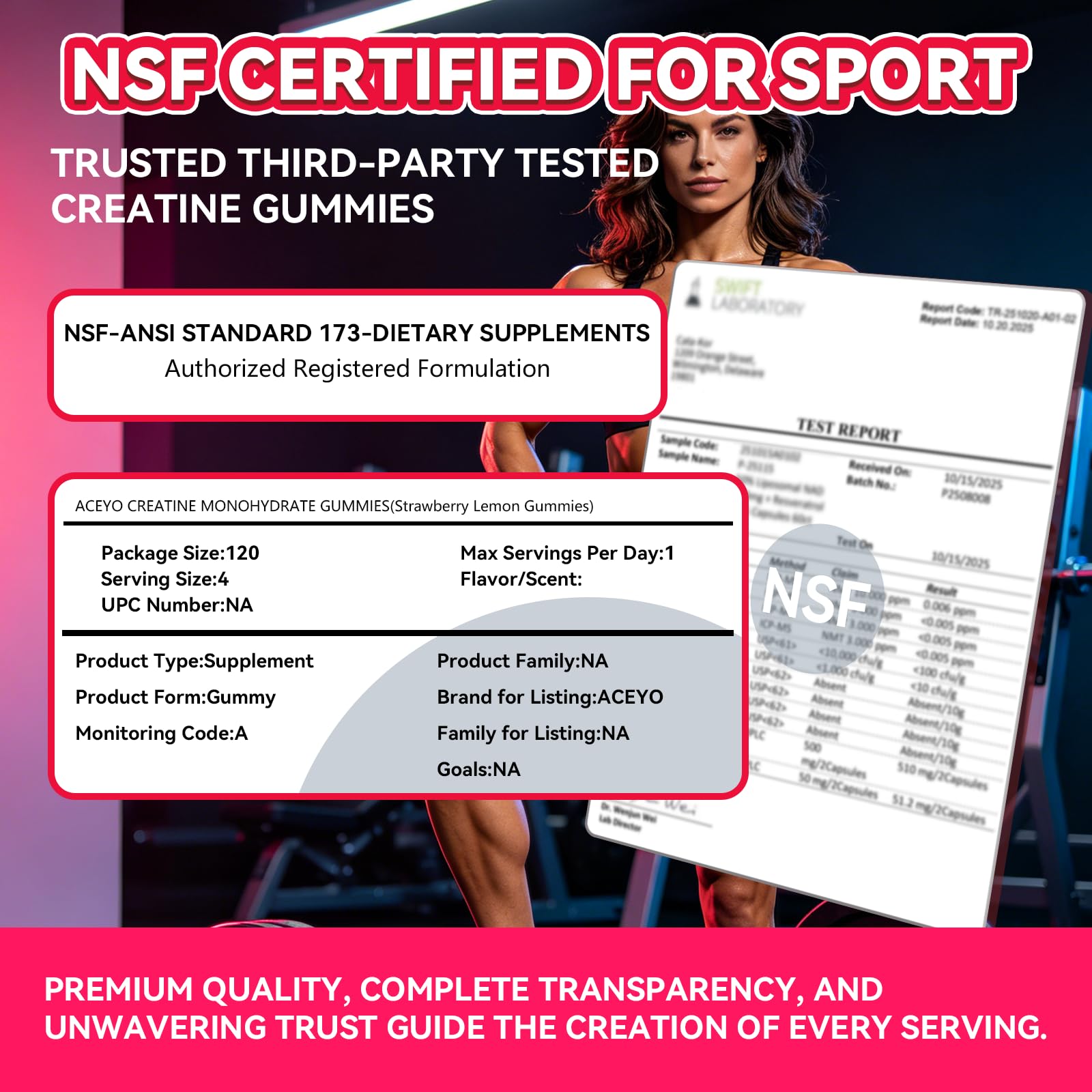 ACEYO Creatine Monohydrate Gummies for Women,Creatine Gummies,Sugar Free — Amazon image 3