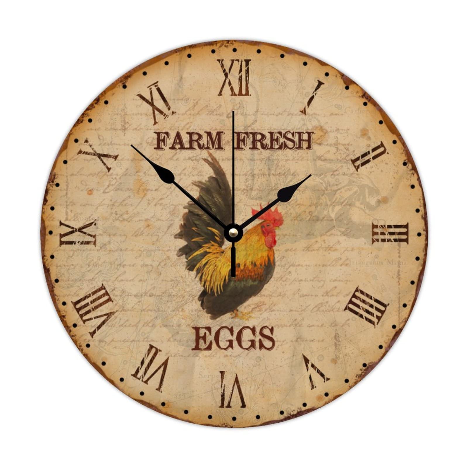 Horloge murale ronde en bois coq 38cm pour decoration de maison