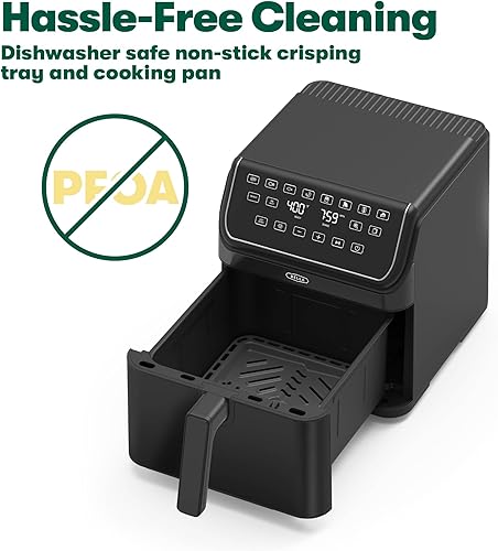 Miniatura 3 de Freidora de aire digital BELLA de 8 cuartos con tecnología TurboCrisp, canasta de cocción antiadherente de tamaño familiar grande y bandeja para