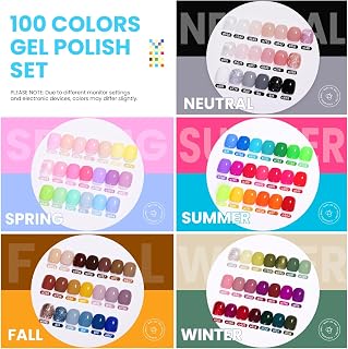 Beetles 110PCS Gel Nail Polish Set: 100 Colors + Base Top Coats, 28+ Days Lasting UV/LED DIY Manicure Kit for Home