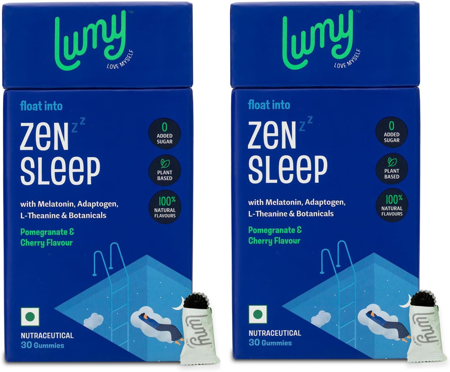 Lumy Zen Sleep Gummies: Melatonin 5mg, Adaptogens for Deep Sleep, Morning Energy | Sleep-Gut Harmony | 60 Day Pack | L-Theanine, Jatamansi for Stress Relief, Muscle Relaxation | No Added Sugar, Vegan