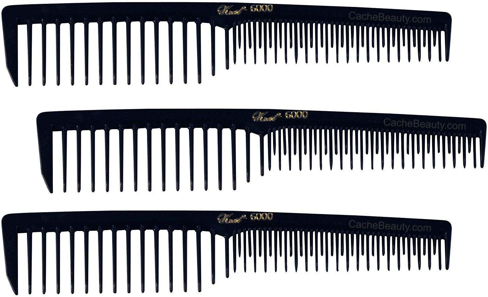 Krest Black Space Tooth Comb #6000 (3 - PACK)