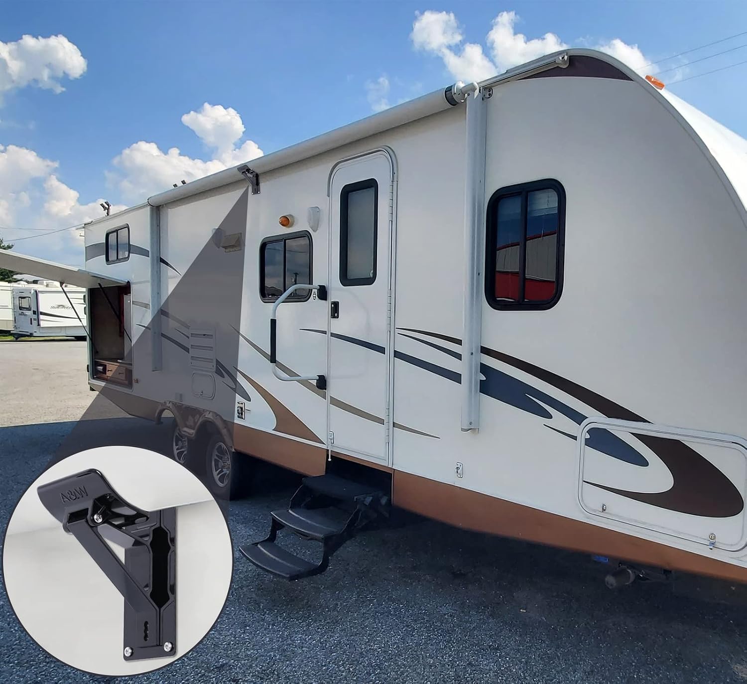 RV Awning Support Roller Cradle Center Support for RV Camper Awning, Black | Center roller support design, Helps reduce fabric sagging
