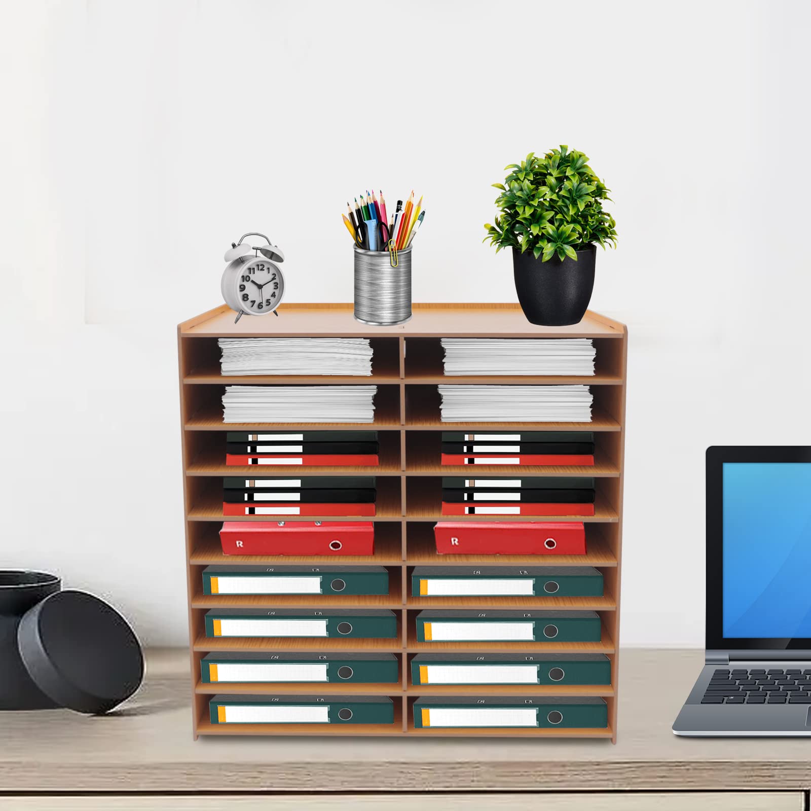 Portalettere in legno, organizer da scrivania, organizer per documenti, File Literature Organize, stile versatile, anello in gomma, per la maggior parte delle occasioni, come ad esempio studio, casa