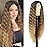 30 Inch Ombre Honey Blonde Wig Long Curly Synthetic Hair Wigs Small Lace Front Wigs for Women Loose Deep Wave Wig 4 Simulated Scalp Middle Part Natural Looking Crimps Curls Hair Replacement Wigs
