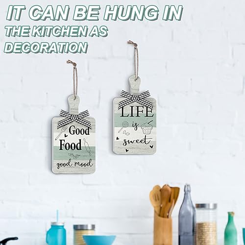 Miniatura 5 de 4 piezas de bandeja escalonada de madera para decoración de tabla de cortar de cocina, letrero de madera para colgar en la pared, decoración de