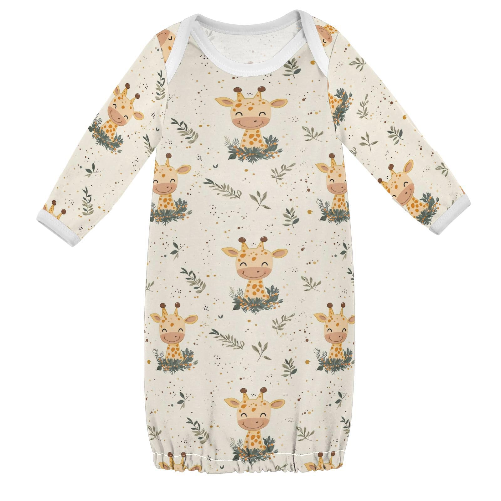 vvfelixl Baby Sleeper Gown for Newborn Boy Girls Cartoon Cute Giraffe Infant Nightgown for 0-3 Months Multicolor